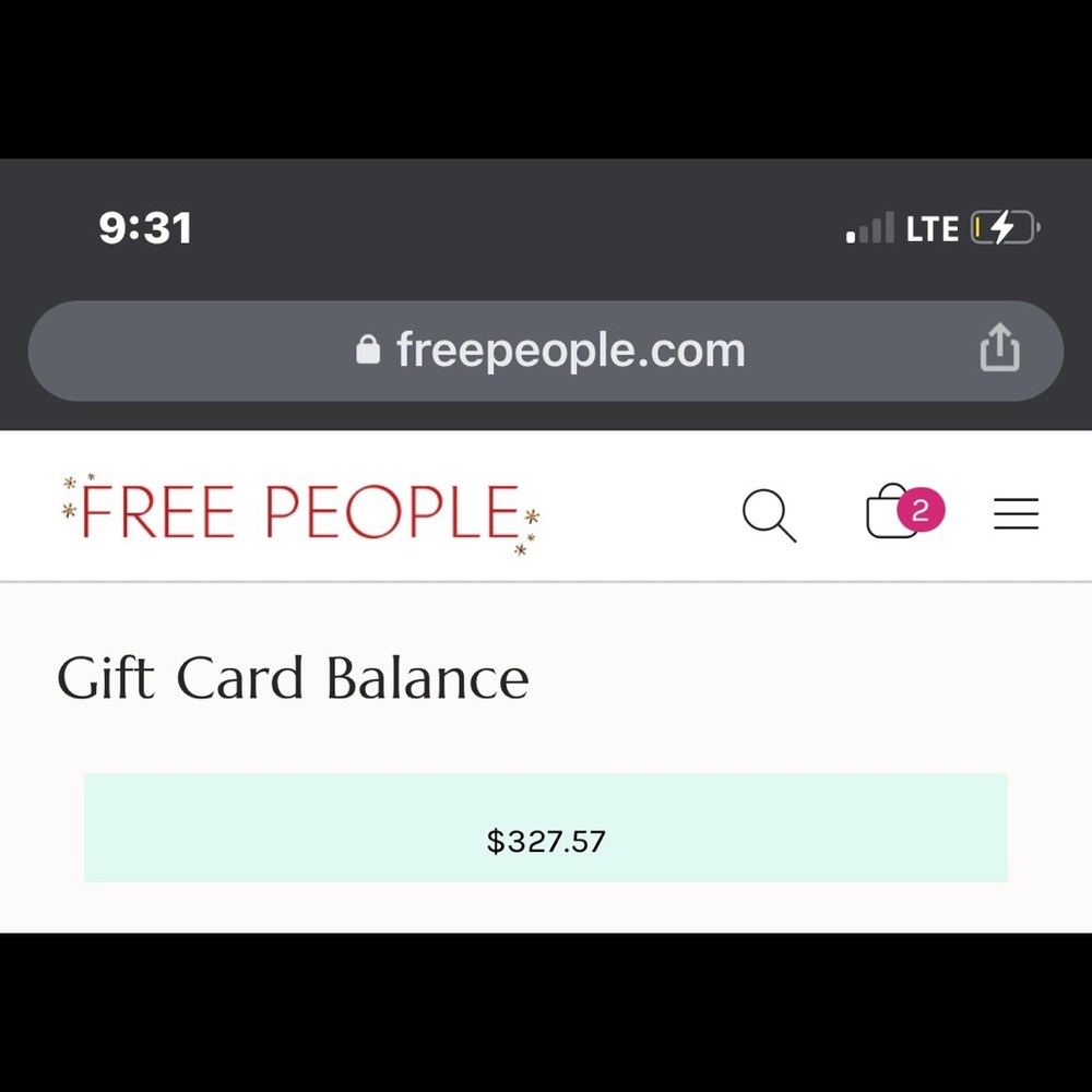 Free People gift card: $327.50